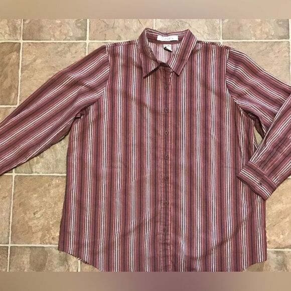 ROAMAN'S Womens Long Sleeve Button Down Top Shirt Blouse- Size Large - Picture 1 of 5